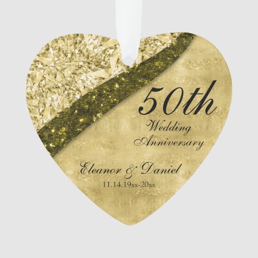 Golden 50. Wedding Anniversary Keepake Ornament (Vorderseite)