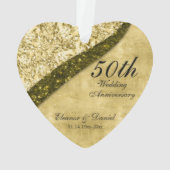 Golden 50. Wedding Anniversary Keepake Ornament (Rückseite)