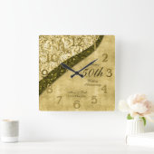 Golden 50. Wedding Anniversary Keepake Quadratische Wanduhr (Zuhause)