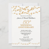 Golden 50. Wedding Anniversary Party Elegant Einladung (Vorderseite)