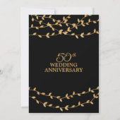 Golden 50. Wedding Anniversary Party Elegant Einladung (Rückseite)