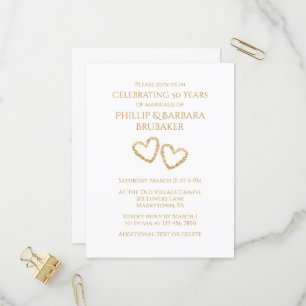 Golden 50. Wedding Anniversary Party Herz Custom Einladungspostkarte