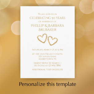 Golden 50. Wedding Anniversary Party Herz Custom Einladungspostkarte