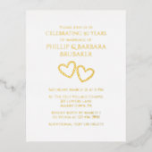 Golden 50. Wedding Anniversary Party Herz Custom Folie Einladungspostkarte (Vorderseite)