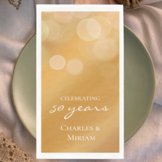 Golden 50. Wedding Anniversary Party Napkins Serviette