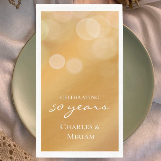 Golden 50. Wedding Anniversary Party Napkins Serviette