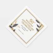 Golden 50. Wedding Jubiläum, Black and Gold, Serviette (Ecke)