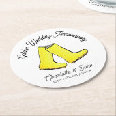 Golden 50. Wedding Jubiläum gelbe weiche Stiefel Runder Pappuntersetzer (Angewinkelt)