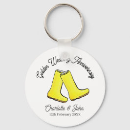 Golden 50. Wedding Jubiläum gelbe weiche Stiefel Schlüsselanhänger