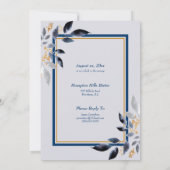 Golden 50. Wedding Jubiläum Gold und Marine Einladung (Rückseite)