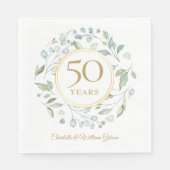 Golden 50 Wedding Jubiläum Laurel Greenery Serviette (Vorderseite)
