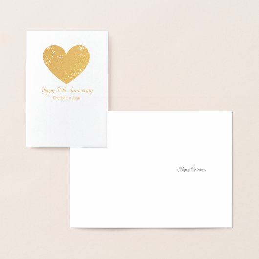 Golden 50. Wedding Jubiläumskarte mit Herz Folienkarte (Anzeige)