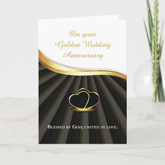 Golden 50. Wedding Religious Anniversary Heart Karte (Vorderseite)