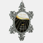Golden 50. Wedding Religious Jubiläum Schneeflocken Zinn-Ornament (Links)