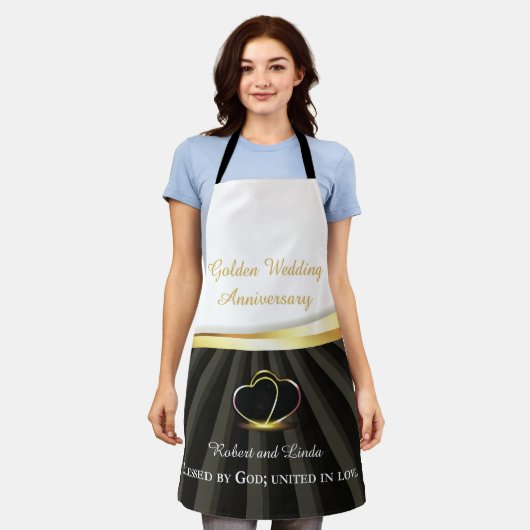 Golden 50. Wedding Religious Jubiläum Schürze (Getragen)