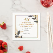 Golden 50th Wedding Anniversary Black and Gold Serviette (Beispiel)