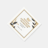 Golden 50th Wedding Anniversary Black and Gold Serviette (Ecke)