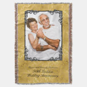 Golden 50th Wedding Anniversary Foto Monogram Decke (Vorderseite Vertikal)