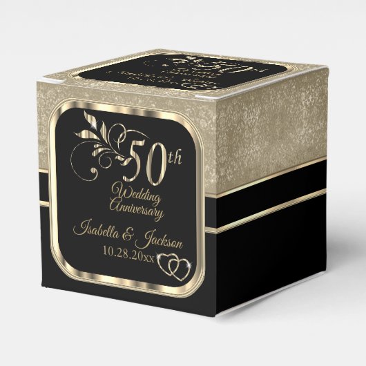 Golden 50th Wedding Anniversary Fvor Box Geschenkschachtel (Vorderseite)