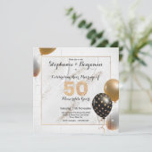 Golden 50th Wedding Anniversary Glitzer Elegant Einladung (Stehend Vorderseite)