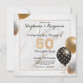 Golden 50th Wedding Anniversary Glitzer Elegant Einladung (Vorderseite)