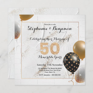 Golden 50th Wedding Anniversary Glitzer Elegant Einladung