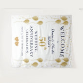 Golden 50th Wedding Anniversary Party Banner Wandteppich (Vorderseite (Horizontal))