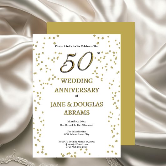 Golden 50th Wedding Anniversary Party Invitation Einladung
