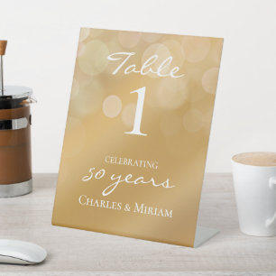 Golden 50th Wedding Anniversary Party Table Sign Sockelschild