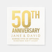 Golden 50th Wedding Anniversary Personalisiert Pap Serviette (Vorderseite)