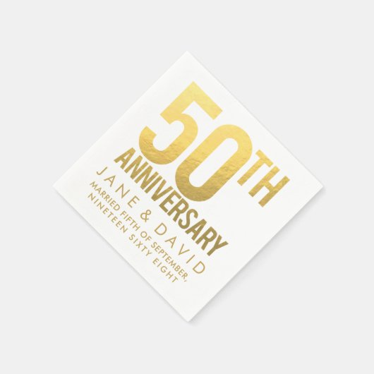 Golden 50th Wedding Anniversary Personalisiert Pap Serviette (Ecke)