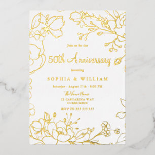 Golden 50th Wedding Anniversary Real Gold Folieneinladung