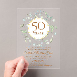 Golden 50th Wedding Jubiläum Laurel Greenery Acryleinladungen