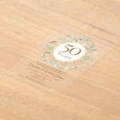 Golden 50th Wedding Jubiläum Laurel Greenery Acryleinladungen (Ablage )