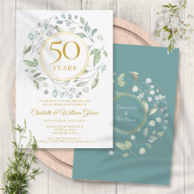 Golden 50th Wedding Jubiläum Laurel Greenery