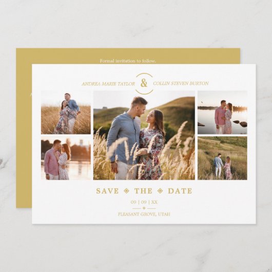 Golden 5 Custom Fotos Minimalistisch Collage Weddi (Vorne/Hinten)