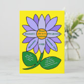 Golden 60. Geburtstag Einfache lila Sonnenblume Einladung (Stehend Vorderseite)