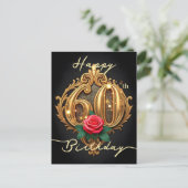 Golden 60. Geburtstag Rose Elegance Postkarte (Stehend Vorderseite)