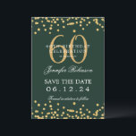 Golden 60. Geburtstag Save the Date Confetti Green Einladung<br><div class="desc">Elegantes "60th Birthday Party" Design mit Imitats Glitzer Konfetti und Details Text. Einfach zu bedienen und leicht zu personalisieren. Bestelle noch heute!</div>