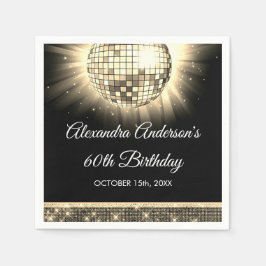 Golden 60. Geburtstagsparty 70's Disco Ball Serviette