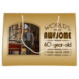 Golden 60. Geburtstagswelt - bester Custom Foto Fr Große Geschenktüte