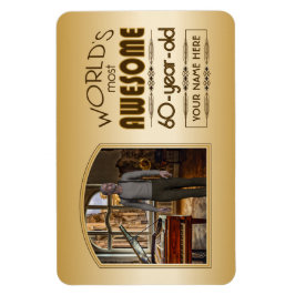 Golden 60. Geburtstagswelt - bester Custom Foto Fr Magnet