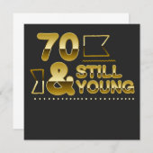 Golden 70 and still young 70th birthday quote save the date (Vorne/Hinten)