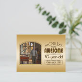 Golden 70. Geburtstag Weltmeisterschaft für kunden Einladungspostkarte (Stehend Vorderseite)