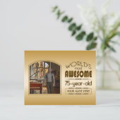 Golden 75. Geburtstag Weltmeisterschaft für kunden Einladungspostkarte (Stehend Vorderseite)