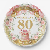 Golden 80 Birthday Tellers Dekor Pappteller (Vorderseite)