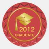 Golden Abschluss Siegel Runder Aufkleber (Vorderseite)