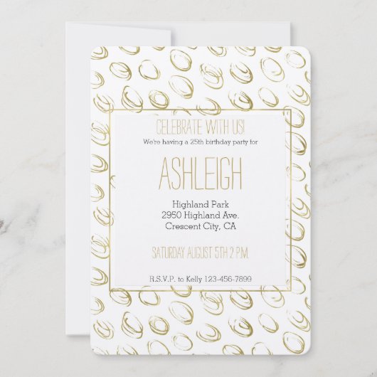 Golden Abstrakt Circles - Geburtstag Einladung (Vorderseite)