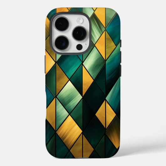 Golden Abstrakt Green Geometric Case-Mate iPhone Hülle (Rückseite)