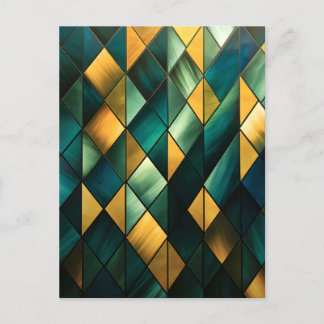Golden Abstrakt Green Geometric Feiertagspostkarte